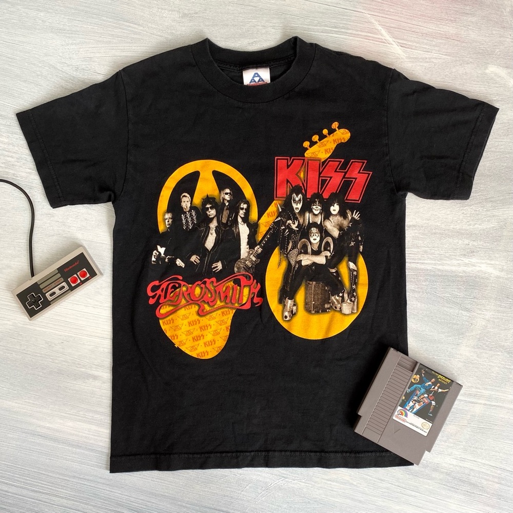 Vintage Aerosmith + Kiss 2003-2004 Tour T-Shirt Original Concert Tee Y2K Small